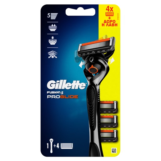 Gillette Fusion 5 Proglide Razors 4 Τεμάχια + Δώρο η Λαβή Gillette Fusion 5 Proglide Razors 4 Τεμάχια + Δώρο η Λαβή