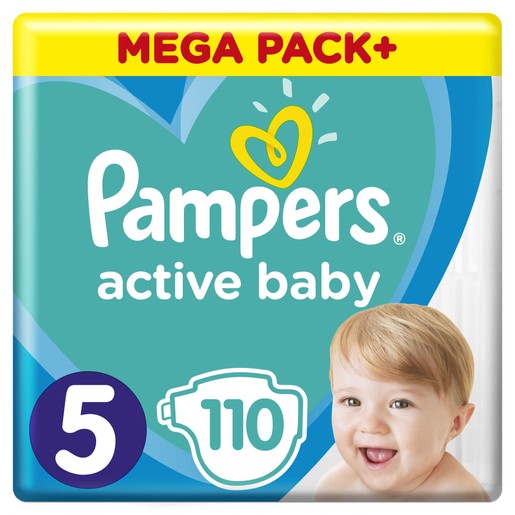 Pampers Active Baby Πάνες Mega Pack No5 (11-16 kg), 110 Πάνες Pampers Active Baby Πάνες Mega Pack No5 (11-16 kg), 110 Πάνες