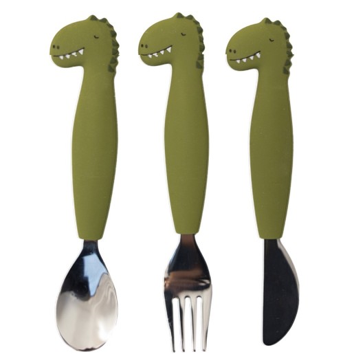 Trixie Silicone Cutlery Set 12m+, 3 Τεμάχια - Mr. Dino Trixie Silicone Cutlery Set 12m+, 3 Τεμάχια - Mr. Dino