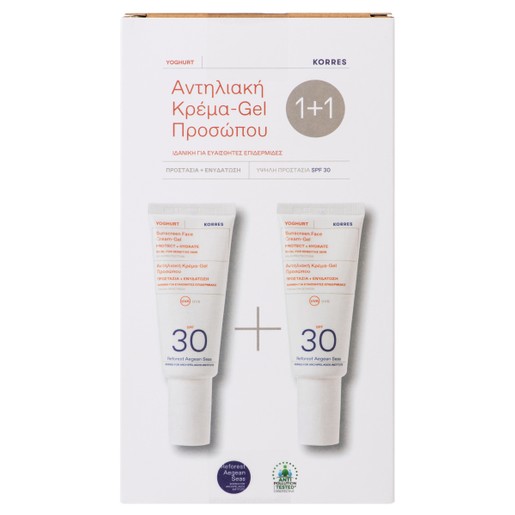 Korres Πακέτο Προσφοράς Sunscreen Face Cream-Gel Protect & Hydrate Spf30 2x40ml 1+1 Δώρο Korres Πακέτο Προσφοράς Sunscreen Face Cream-Gel Protect & Hydrate Spf30 2x40ml 1+1 Δώρο