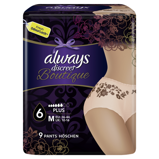 Always Discreet Boutique Pants Εσώρουχο για την Ακράτεια No 6 Plus Medium 36-44 Peach 9 Τεμάχια Always Discreet Boutique Pants Εσώρουχο για την Ακράτεια No 6 Plus Medium 36-44 Peach 9 Τεμάχια