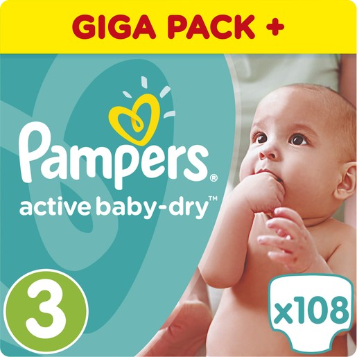 Pampers Active Baby Dry Giant Pack No3 (5-9kg) 108 πάνες Pampers Active Baby Dry Giant Pack No3 (5-9kg) 108 πάνες