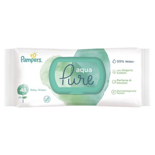 Pampers Aqua Pure Wipes Μωρομάντηλα από Βιολογικό Βαμβάκι & 99% Καθαρό Νερό 48 Baby Wipes Pampers Aqua Pure Wipes Μωρομάντηλα από Βιολογικό Βαμβάκι & 99% Καθαρό Νερό 48 Baby Wipes