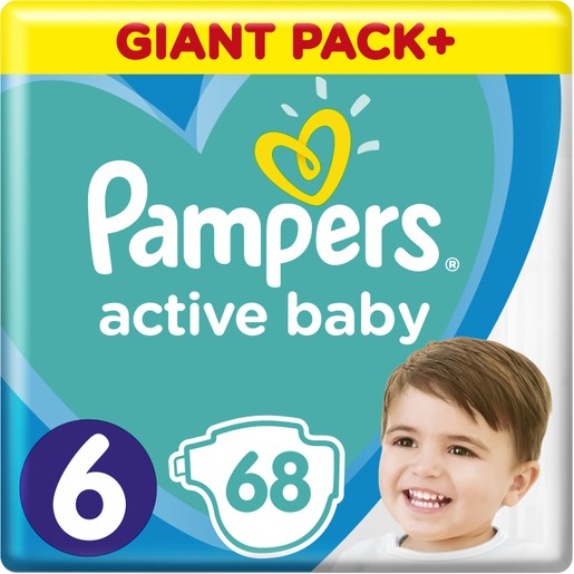 Pampers Active Baby Giant Pack Νο6 (13-18 kg) 68 πάνες Pampers Active Baby Giant Pack Νο6 (13-18 kg) 68 πάνες