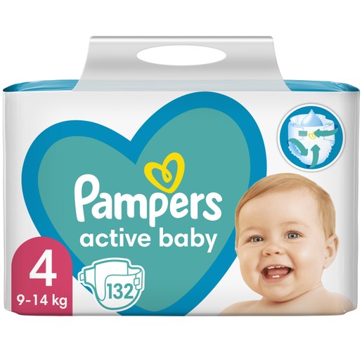 Pampers Active Baby Mega Pack Νο4 (9-14 kg) 132 πάνες