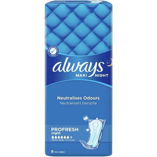 Always Maxi Night Profresh Pads Size 3, 9 Τεμάχια Always Maxi Night Profresh Pads Size 3, 9 Τεμάχια