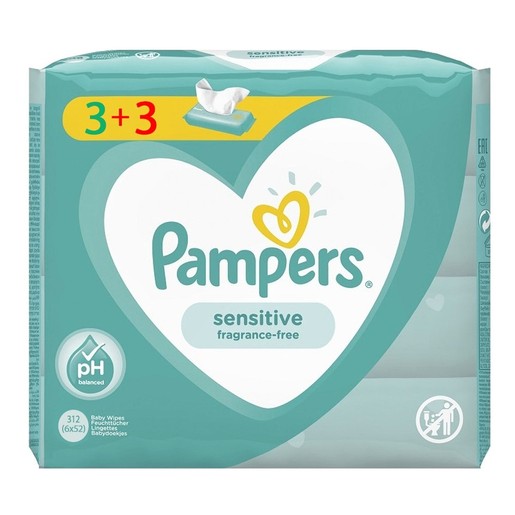 Pampers Πακέτο Προσφοράς Sensitive Wipes Μωρομάντηλα Ιδανικά για την Ευαίσθητη Επιδερμίδα 6x52 Wipes Pampers Πακέτο Προσφοράς Sensitive Wipes Μωρομάντηλα Ιδανικά για την Ευαίσθητη Επιδερμίδα 6x52 Wipes