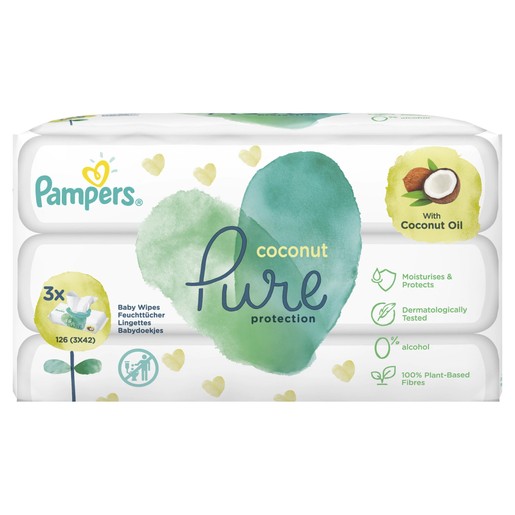 Pampers Pure Coconut Protection Baby Wipes Μωρομάντηλα για Απαλή Καθαριότητα & Προστασία με Έλαιο Καρύδας (3x42) 126 Wipes Pampers Pure Coconut Protection Baby Wipes Μωρομάντηλα για Απαλή Καθαριότητα & Προστασία με Έλαιο Καρύδας (3x42) 126 Wipes