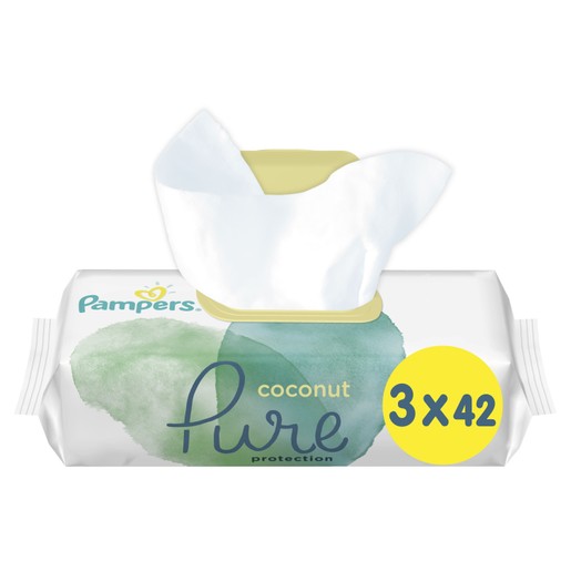 Pampers Pure Coconut Protection Baby Wipes Μωρομάντηλα για Απαλή Καθαριότητα & Προστασία με Έλαιο Καρύδας (3x42) 126 Wipes Pampers Pure Coconut Protection Baby Wipes Μωρομάντηλα για Απαλή Καθαριότητα & Προστασία με Έλαιο Καρύδας (3x42) 126 Wipes