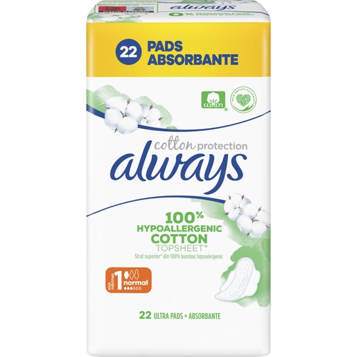 Always Cotton Protection Sanitary Towels Size 1, 22 Τεμάχια