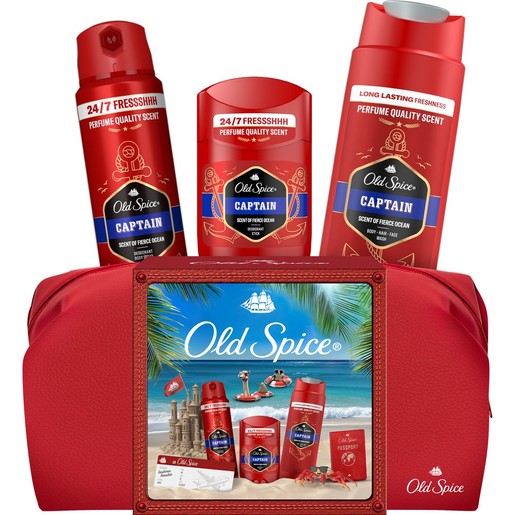 Old Spice Promo Captain Deodorant Body Spray 150ml & Deodorant Stick 50ml & 3in1 Shower & Shampoo Gel 250ml & Δώρο Νεσεσέρ 1 Τεμάχιο