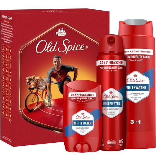 Old Spice Promo Whitewater for Men Deodorant Stick 50ml & Deodorant Body Spray 150ml & Shower - Shampoo Gel 250ml
