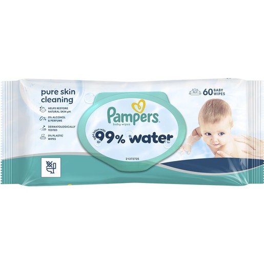 Pampers 99% Water Baby Wipes 60 Τεμάχια