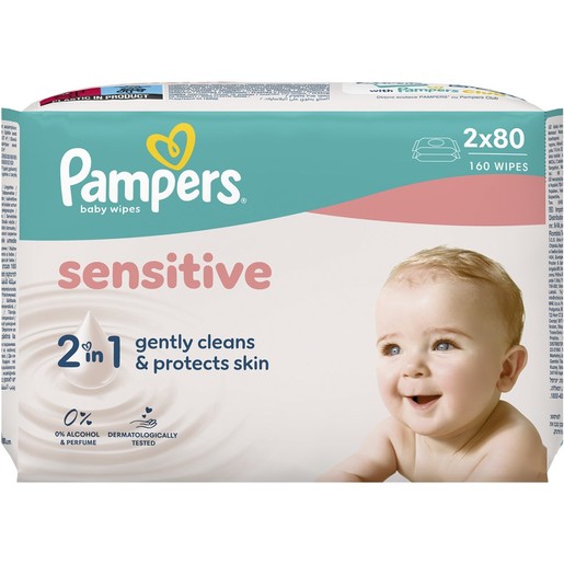 Pampers Sensitive Baby Wipes 160 Τεμάχια (2x80 Τεμάχια)