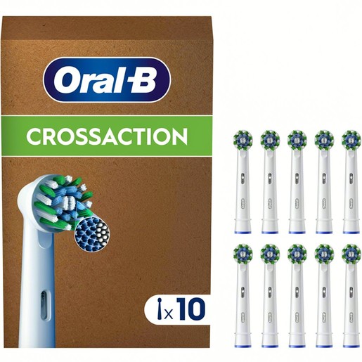 Oral-B Pro Cross Action Medium Electric Toothbrush Replacement Head White 10 Τεμάχια