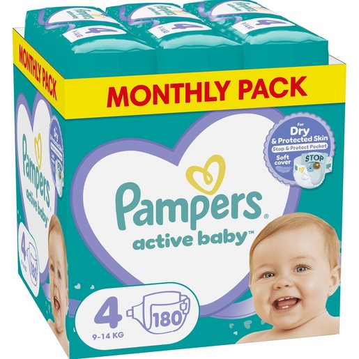 Pampers Active Baby Monthly Pack Νο4 (9-14kg) 180 Πάνες