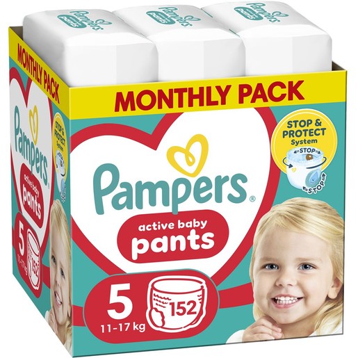 Pampers Active Baby Pants Monthly Pack Νο5 (11-17kg) Πάνες Βρακάκι 152 Πάνες