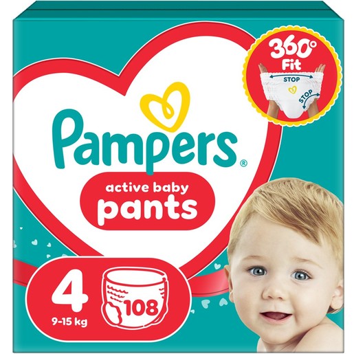 Pampers Pants No4 (9-15kg) Πάνες Βρακάκι 108 πάνες