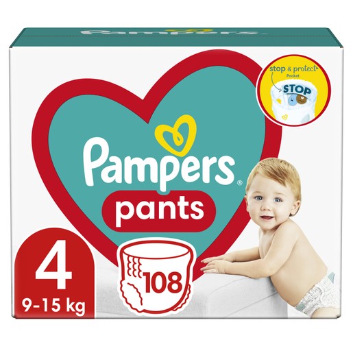 Pampers Pants No4 (9-15kg) Πάνες Βρακάκι 108 πάνες