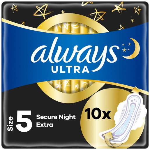 Always Ultra Secure Night Extra Pads Size 5, 10 Τεμάχια Always Ultra Secure Night Extra Pads Size 5, 10 Τεμάχια