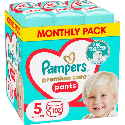 Pampers Premium Care Pants Comfort & Protection Monthly Pack No5 (12-17kg) 102 Τεμάχια (3x34 Τεμάχια)