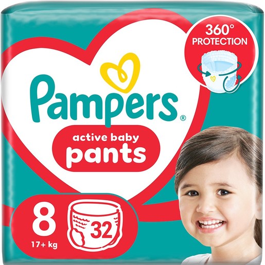 Pampers Active Baby Pants Νο8 (17+kg) 32 Τεμάχια Pampers Active Baby Pants Νο8 (17+kg) 32 Τεμάχια