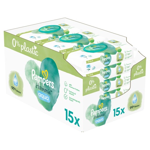 Pampers Harmonie Aqua Baby Wipes Monthly Pack 15x48 Τεμάχια Pampers Harmonie Aqua Baby Wipes Monthly Pack 15x48 Τεμάχια