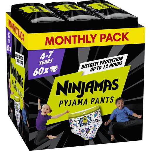 Pampers Ninjamas Pyjama Pants Boy 4-7 Years (17-30kg) Monthly Pack 60 Τεμάχια