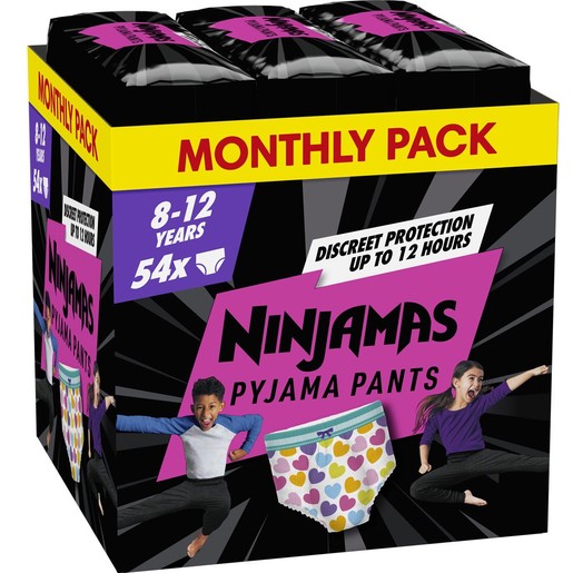 Pampers Ninjamas Pyjama Pants Girl 8-12 Years (27-43kg) Monthly Pack 54 Τεμάχια