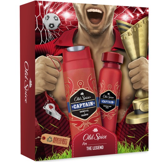 Old Spice Promo Set Captain Deodorant Spray 150ml & Shampoo - Shower Gel 250ml