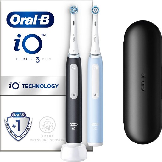 Oral-B iO 3 Black & Blue Electric Toothbrushes 2 Τεμάχια