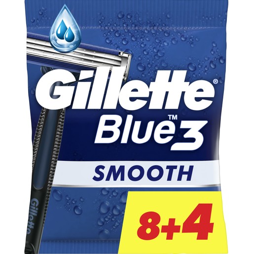 Gilette Promo Blue3 Smooth Disposable Razors 12 Τεμάχια