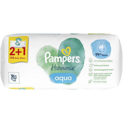 Pampers Promo Harmonie Aqua Baby Wipes 144 Τεμάχια (3x48 Τεμάχια)
