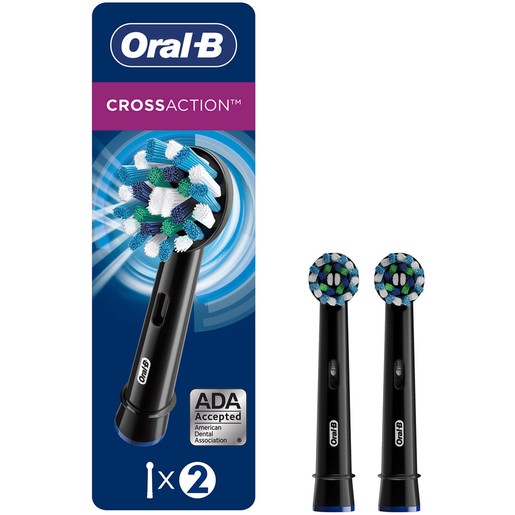 Oral-B Pro Cross Action Electric Toothbrush Head Black Replacement 2 Τεμάχια