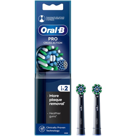 Oral-B Pro Cross Action Electric Toothbrush Head Black Replacement 2 Τεμάχια