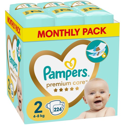 Pampers Premium Care Monthly Pack Νο2 (4-8kg) 224 Τεμάχια