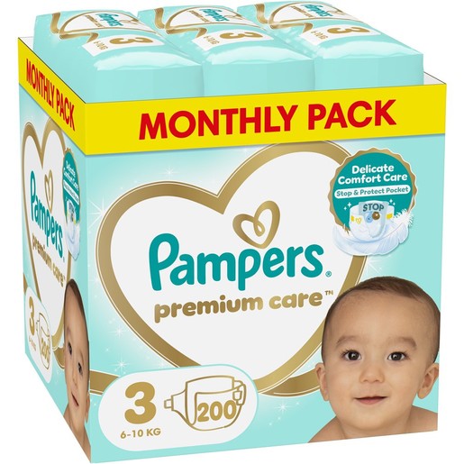 Pampers Premium Care Monthly Pack Νο3 (6-10kg) 200 Τεμάχια