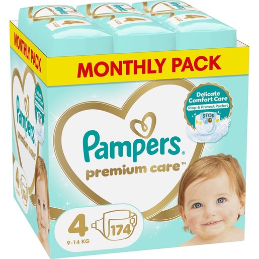Pampers Premium Care Monthly Pack No4 (9-14kg) 174 Τεμάχια