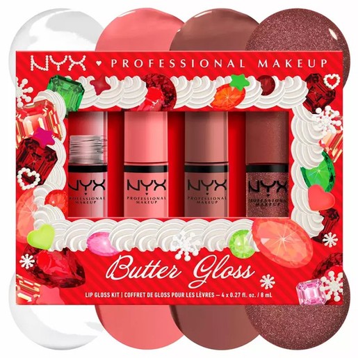 Nyx Professional Makeup Promo Xmas Edition Butter Lip Gloss Kit 4 Τεμάχια
