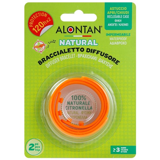 Alontan Natural Braccialetto Diffusore 2 Τεμάχια - Πορτοκαλί