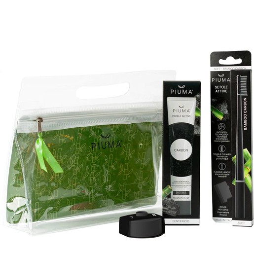 Piuma Promo Visible Active Carbon Toothpaste 75ml & Perfect Black Bamboo Carbon Soft Toothbrush 1 Τεμάχιο & Toothbrush Holder 1 Τεμάχιο