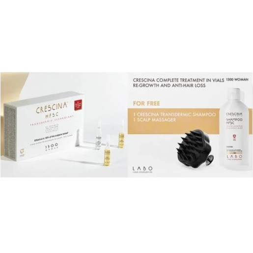 Crescina Promo HFSC Complete Man 20 Τεμάχια (10+10 x 3.5ml) - 1300 & Δώρο Man Shampoo 200ml & Δώρο Βούρτσα Μασάζ Τριχωτού της Κεφαλής
