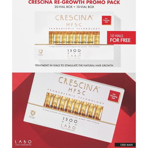 Crescina Promo Transdermic HFSC Man 1300 Treatment 30 Τεμάχια (20 Τεμάχια & 10 Δώρο)