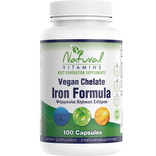 Natural Vitamins Vegan Iron Chelate Formula 100caps