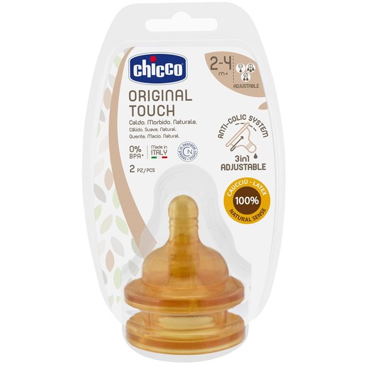 Chicco Original Touch Latex Anti-Colic System 2-4m+, 2 Τεμάχια