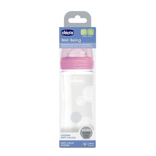 Chicco Well Being Anti Colic System Γυάλινο Μπιμπερό Χωρίς BPA με Σύστημα Κατά των Κολικών, Θηλή Σιλικόνης 0+ Μηνών 240ml Chicco Well Being Anti Colic System Γυάλινο Μπιμπερό Χωρίς BPA με Σύστημα Κατά των Κολικών, Θηλή Σιλικόνης 0+ Μηνών 240ml