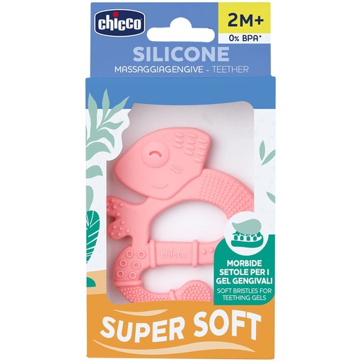 Chicco Silicone Teether Super Soft 2m+ Ιγκουάνα 1 Τεμάχιο - Ροζ