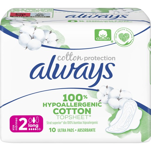 Always Cotton Protection Sanitary Towels Size 2, 10 Τεμάχια