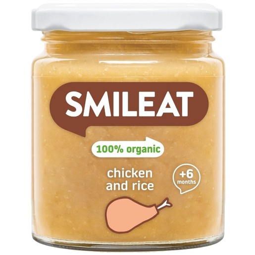 Smileat Organic Small Jar of Chicken with Rice & Peas 6m+, 230g