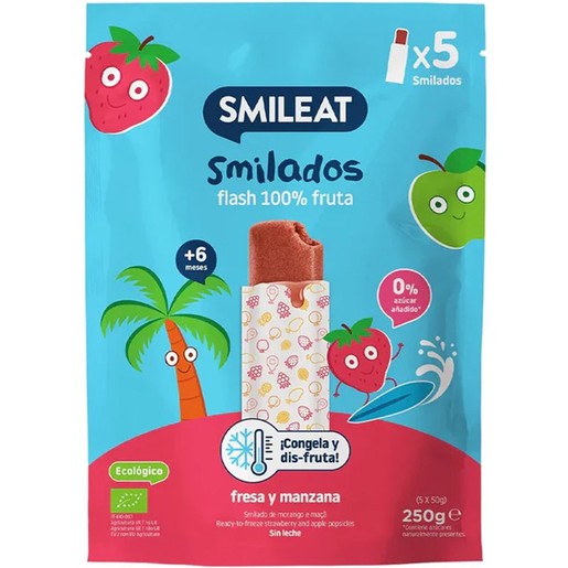 Smileat Organic Smilado Strawberry & Apple 6m+, 250g (5 x 50g)